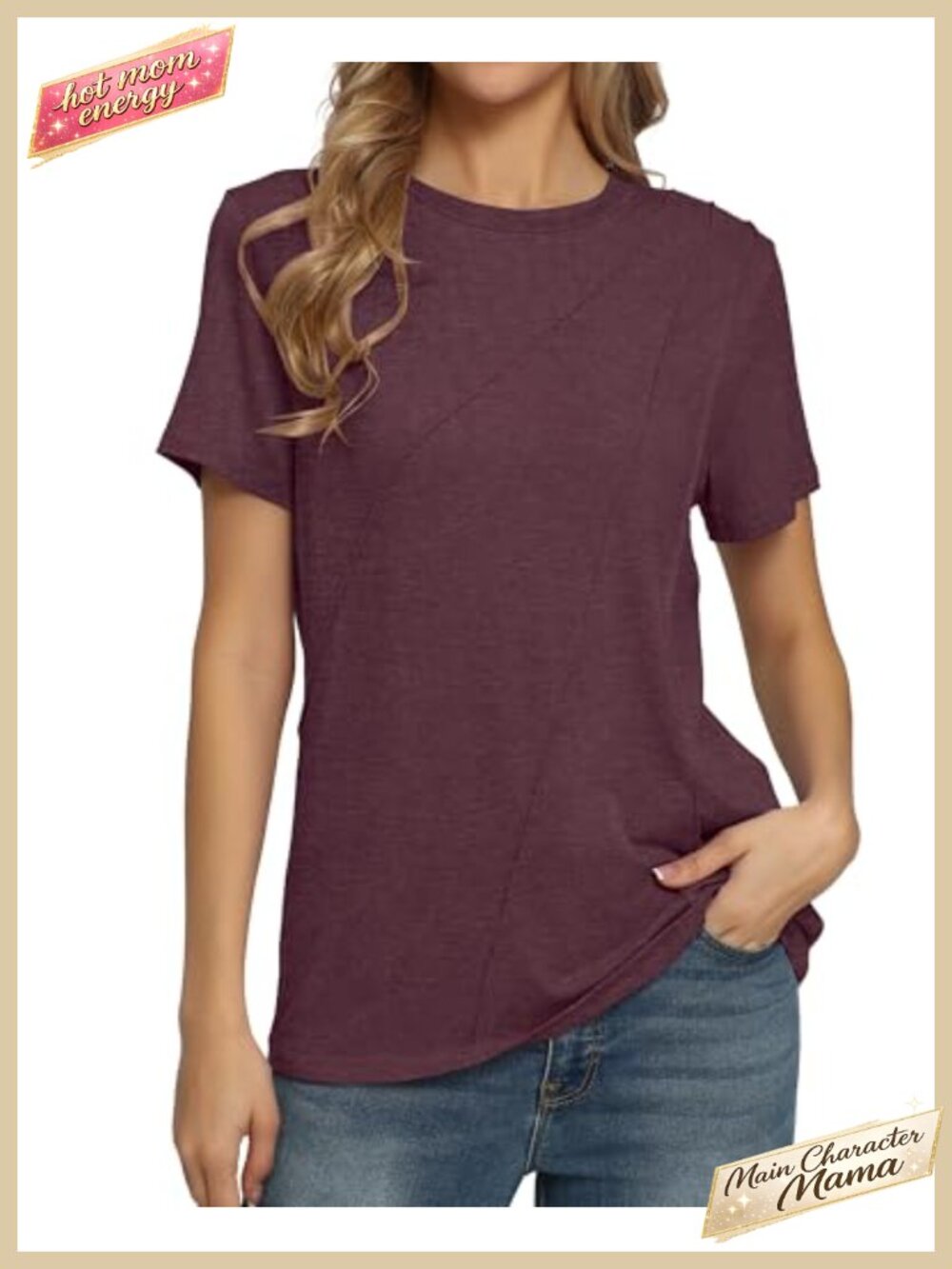 Womens Cotton Blend Summer T-Shirt Short Sleeve Crew Neck Loose Fit Tee